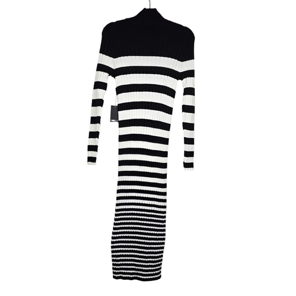 Eloquii Womens Black Ivory Mock Neck Stripe Sweater Midi Dress Size 18/20 NWT - Picture 6 of 8